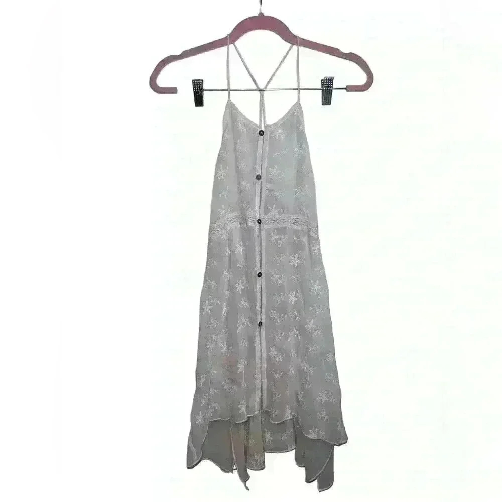 Abercrombie & Fitch Floral White Vintage Flowing Delicate Beach Dress